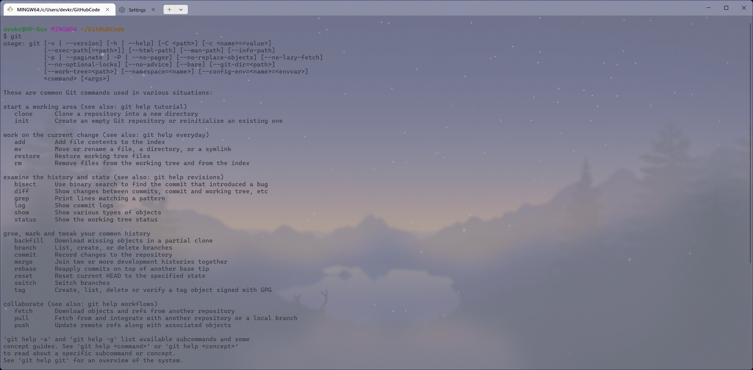 Git Command List Menu